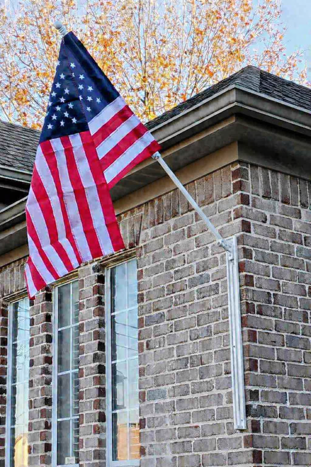 American flag on white VersaMast for Veterans